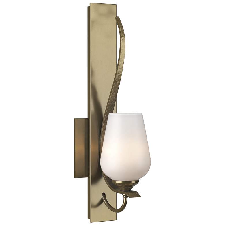 Image 1 Flora Low Sconce - Modern Brass - Opal Glass