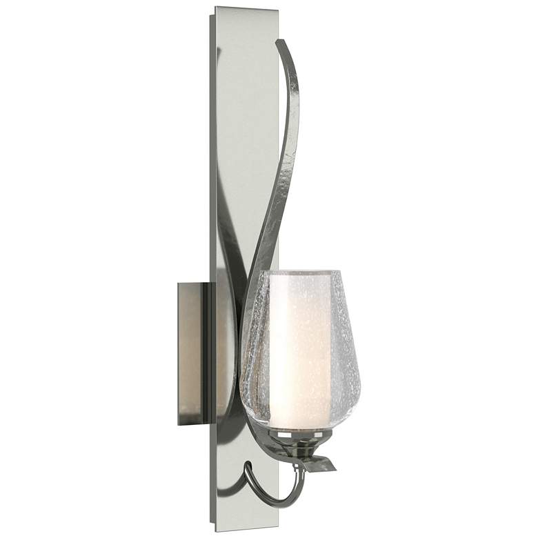 Image 1 Flora Low Sconce - Sterling - Opal and Seeded Glass