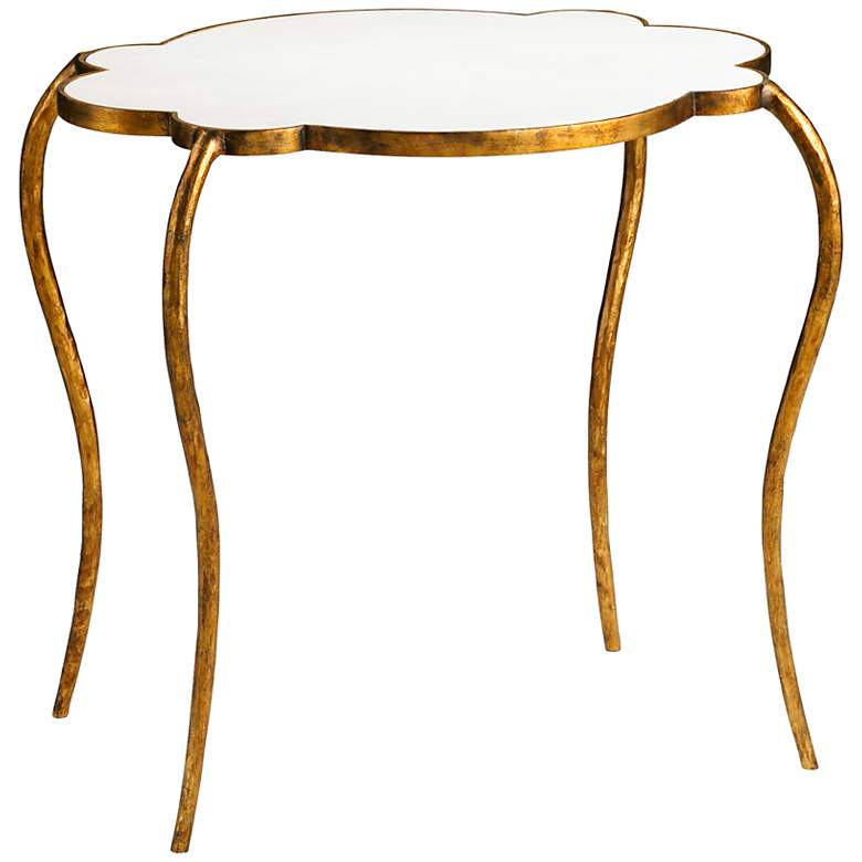 Image 1 Flora Marble Top Gold Leaf Side Table