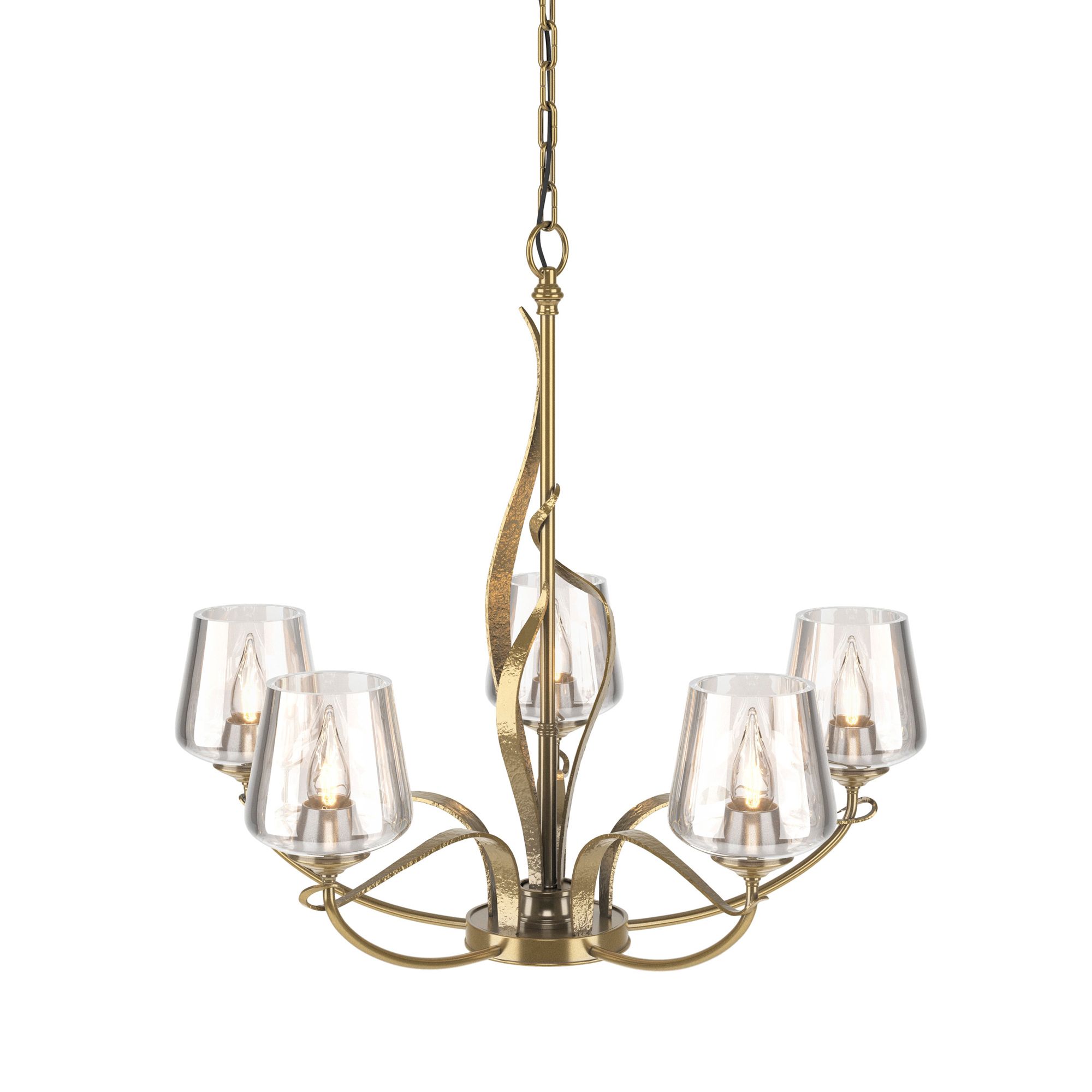 Image 2 Flora Modern Brass 5 Arm Chandelier With Clear Glass more views
