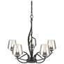 Flora Natural Iron 5 Arm Chandelier With Clear Glass