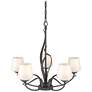 Flora Natural Iron 5 Arm Chandelier With Opal Glass