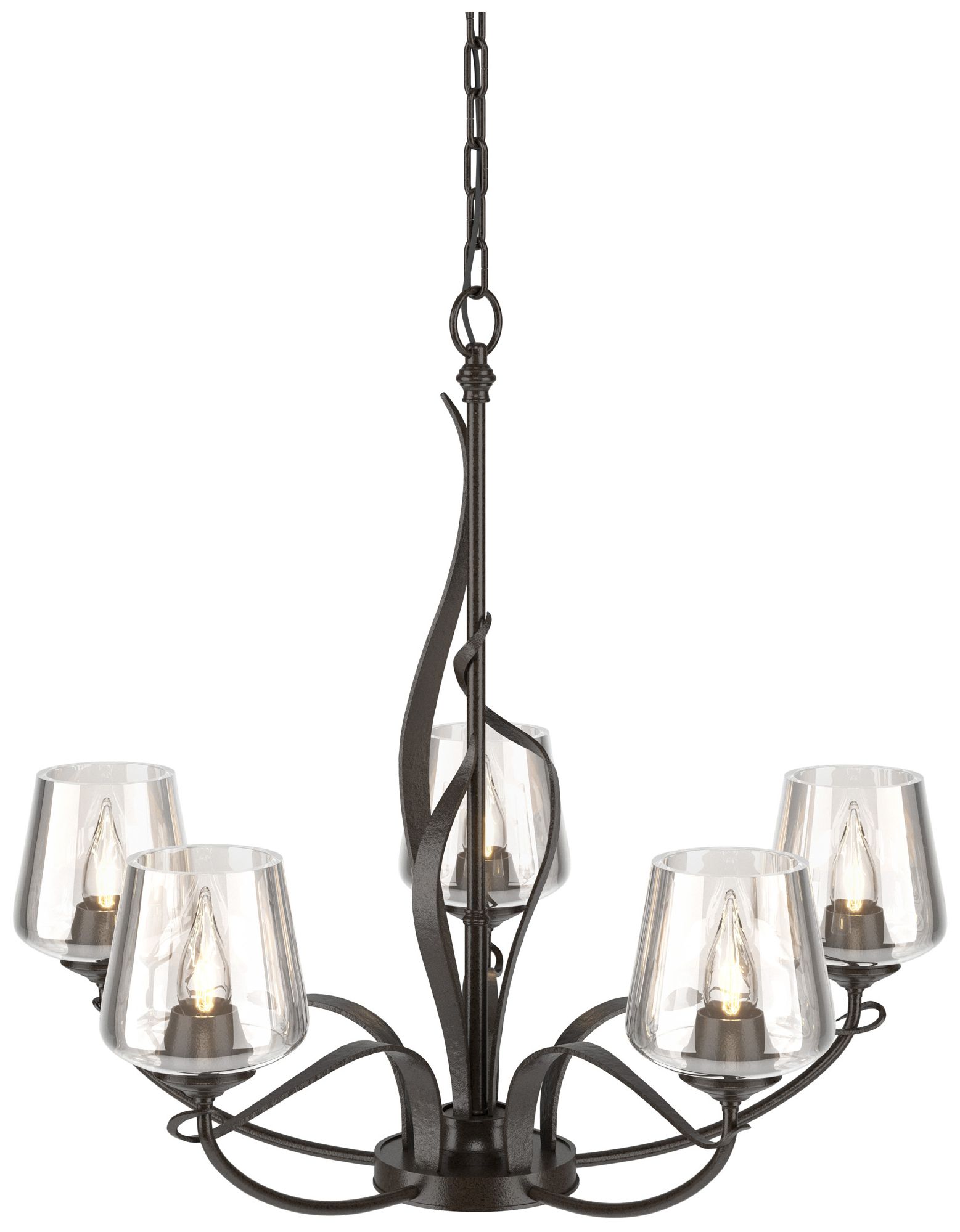 Flora Oil Rubbed Bronze 5 Arm Chandelier With Clear Glass