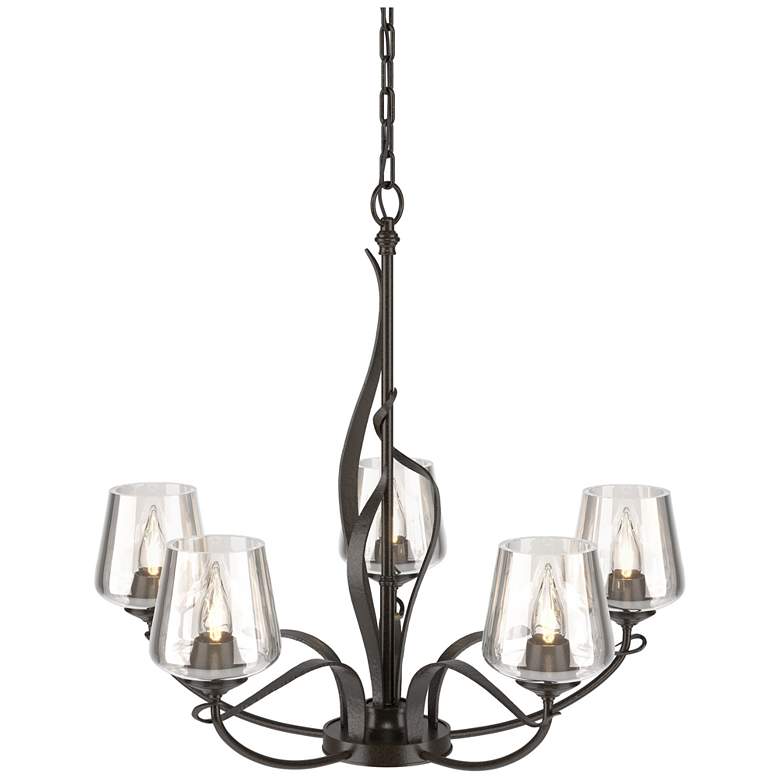 Image 1 Flora Oil Rubbed Bronze 5 Arm Chandelier With Clear Glass