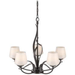 Flora Oil Rubbed Bronze 5 Arm Chandelier With Opal Glass