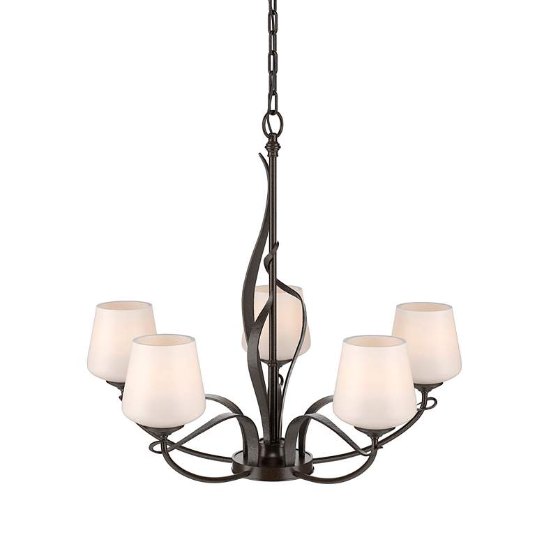 Image 2 Flora Oil Rubbed Bronze 5 Arm Chandelier With Opal Glass more views