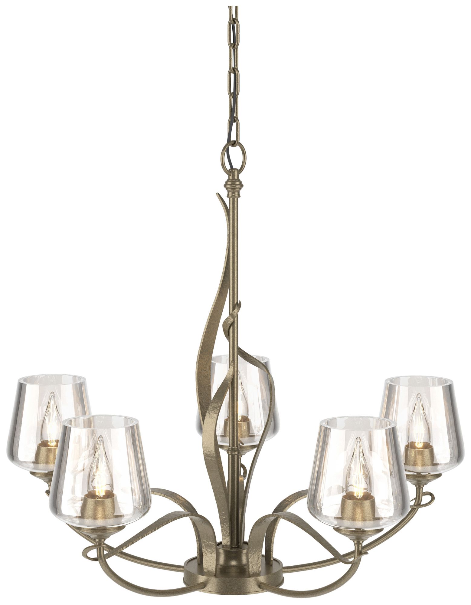 Flora Soft Gold 5 Arm Chandelier With Clear Glass - Made to Order