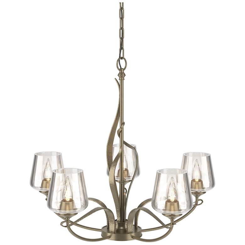 Image 1 Flora Soft Gold 5 Arm Chandelier With Clear Glass