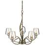 Flora Soft Gold 5 Arm Chandelier With Clear Glass