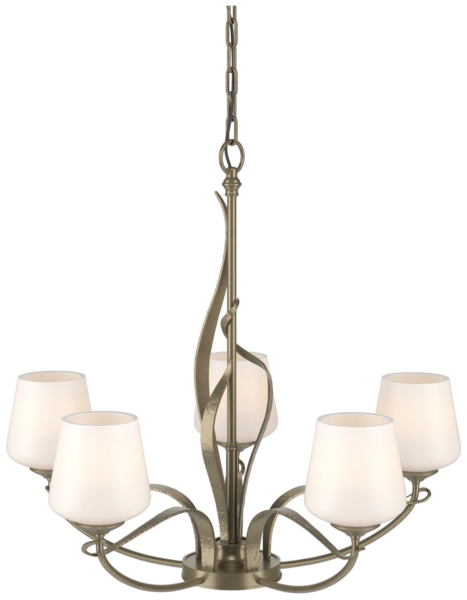 Flora Soft Gold 5 Arm Chandelier With Opal Glass - Made to Order