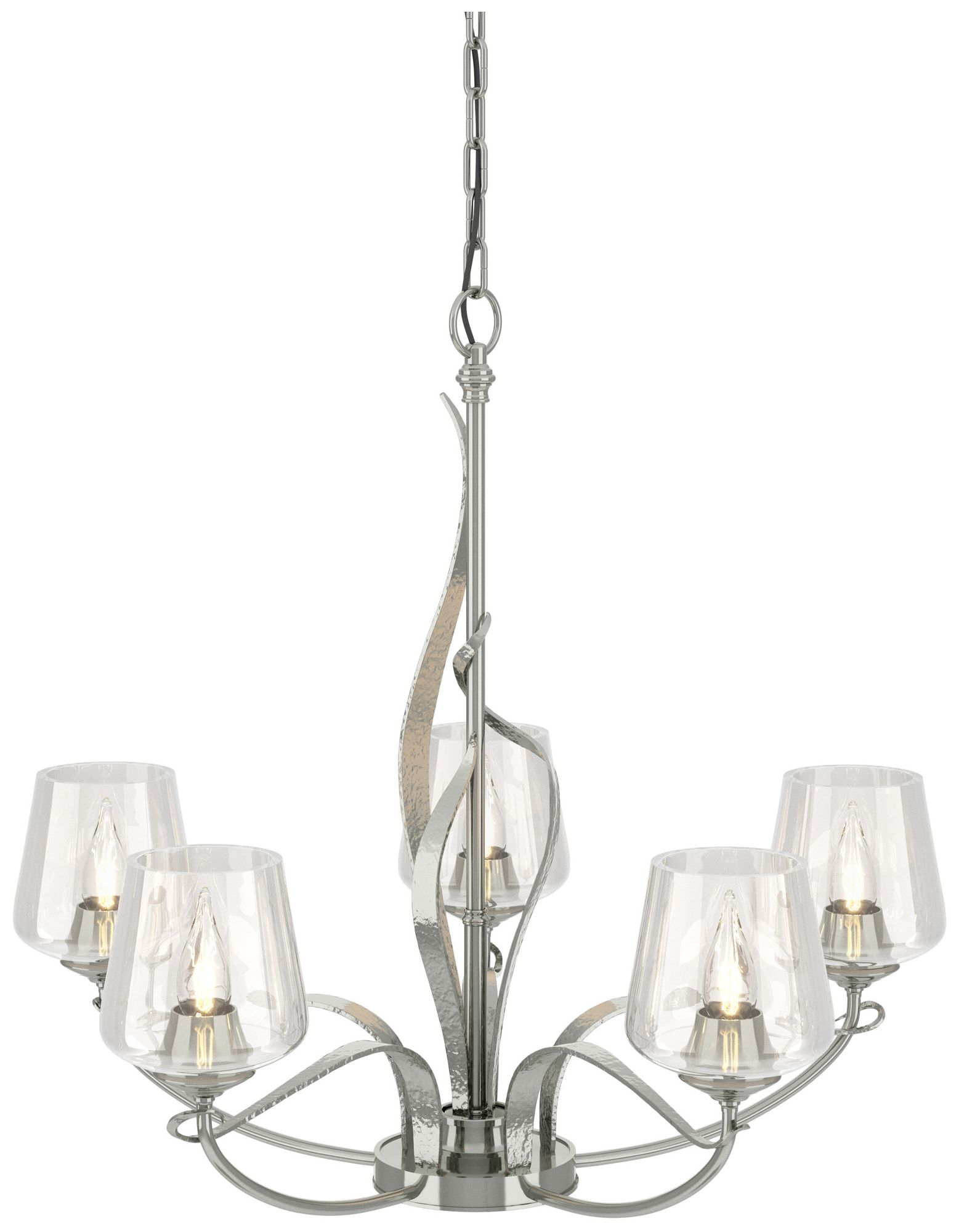 Flora Sterling 5 Arm Chandelier With Clear Glass - Made to Order