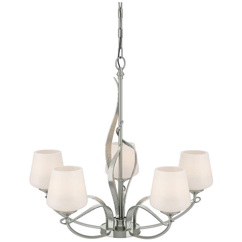 Image 1 Flora Sterling 5 Arm Chandelier With Opal Glass