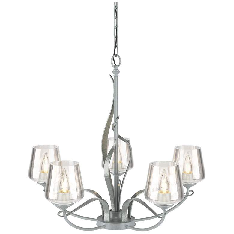 Image 1 Flora Vintage Platinum 5 Arm Chandelier With Clear Glass