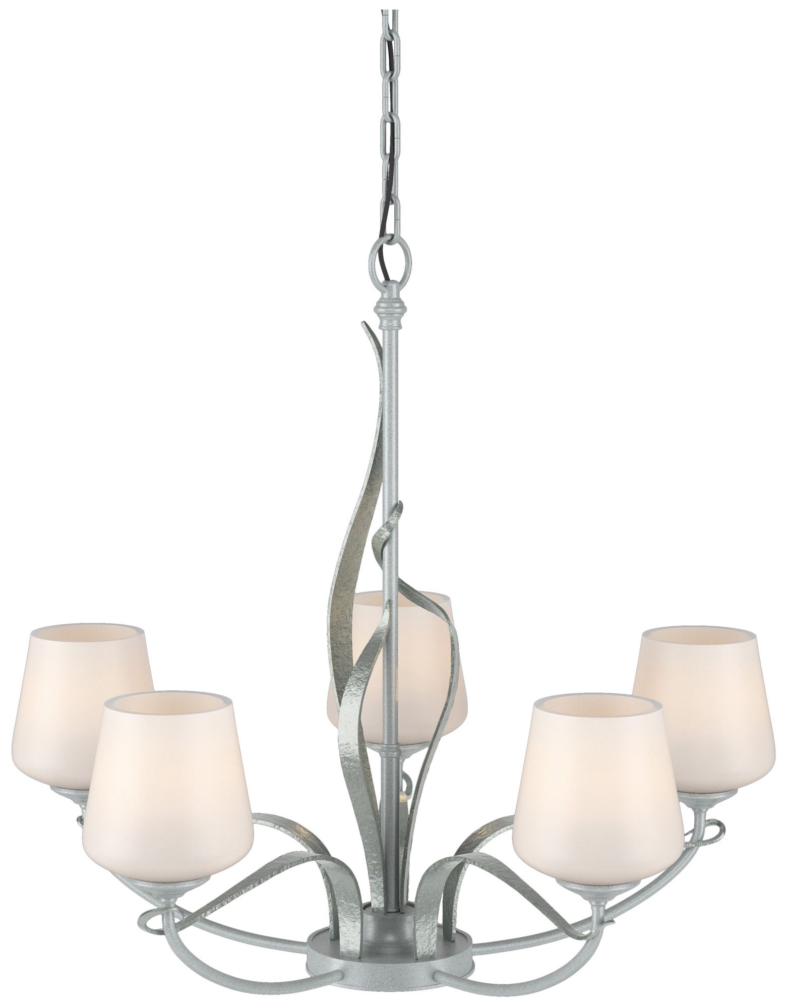 Flora Vintage Platinum 5 Arm Chandelier With Opal Glass - Made to Order