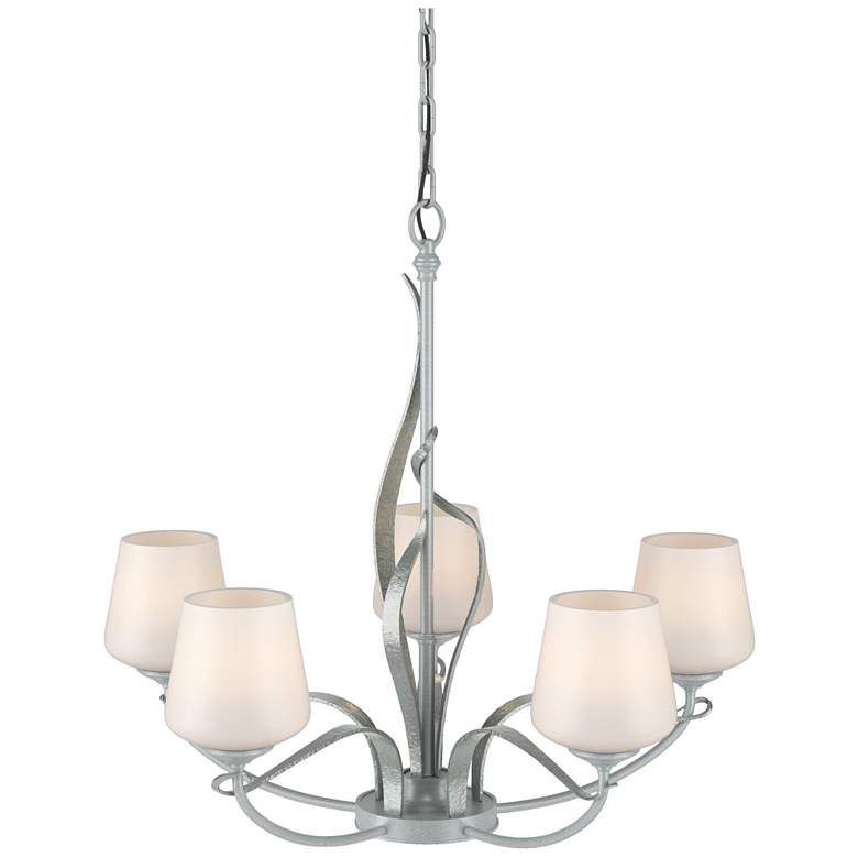 Image 1 Flora Vintage Platinum 5 Arm Chandelier With Opal Glass