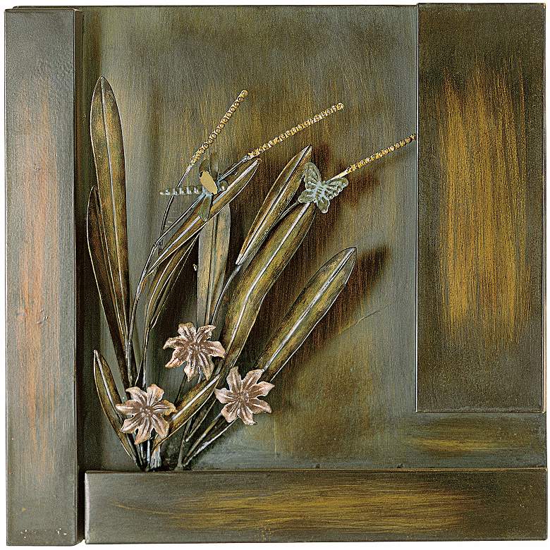 Image 1 Floral 16 1/2 inch Square Cut Metal Wall Decor