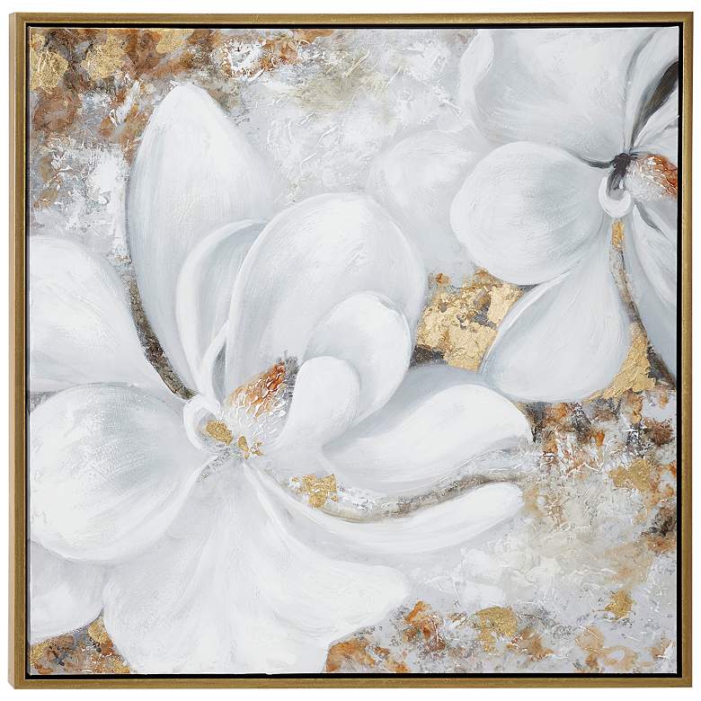 Image 1 Floral 40" Square Framed Canvas Wall Art