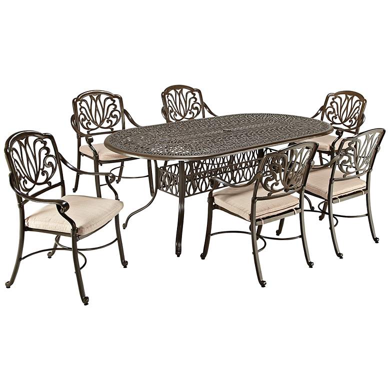 Image 1 Floral Blossom Taupe 7-Piece Dining Set