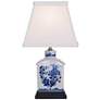 Floral Blue and White Mini Tea Jar Porcelain Table Lamp