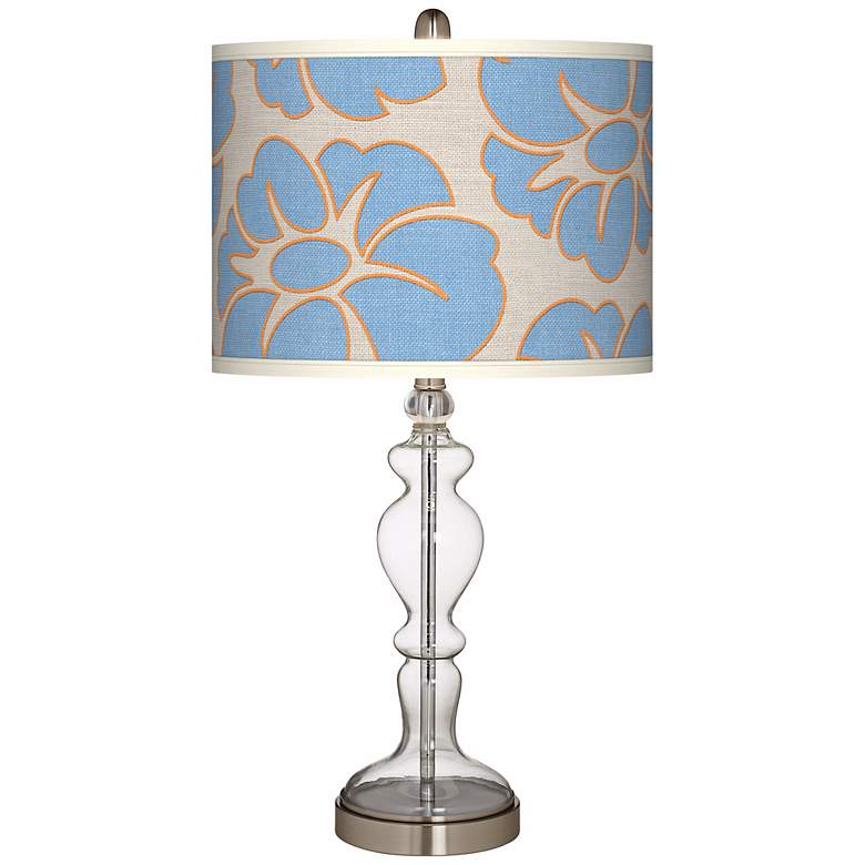 Image 1 Floral Blue Silhouette Apothecary Clear Glass Table Lamp