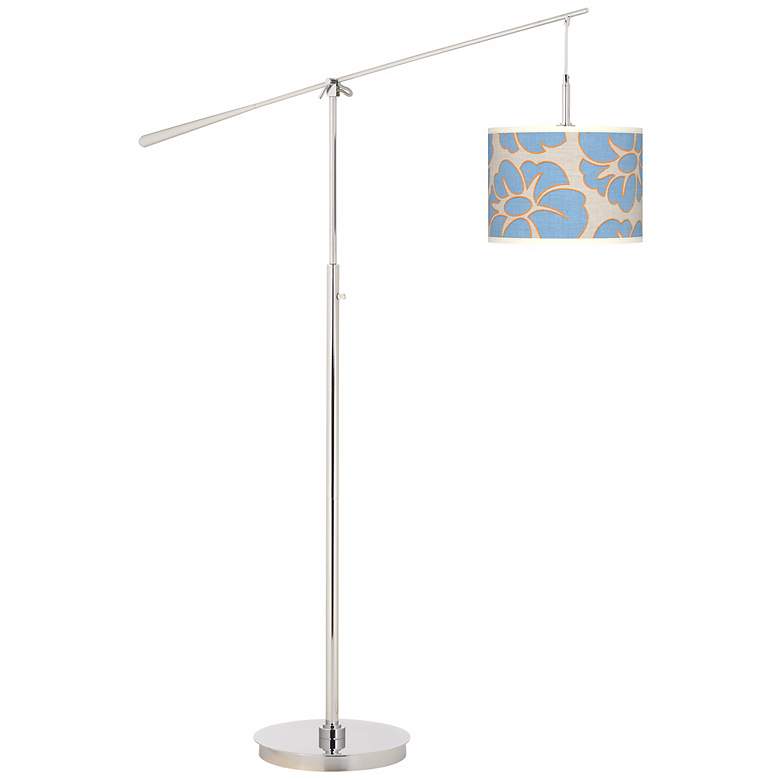 Image 1 Floral Blue Silhouette Giclee Boom Arm Floor Lamp