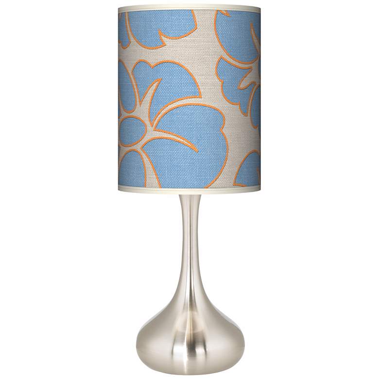 Image 1 Floral Blue Silhouette Giclee Droplet Table Lamp