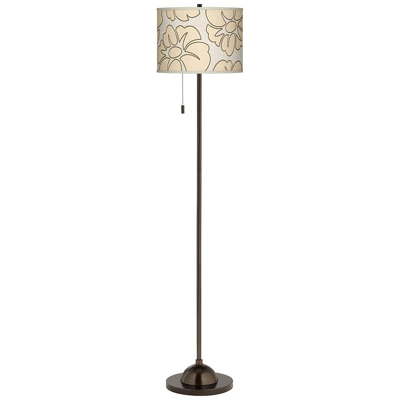 Image 1 Floral Blue Silhouette Giclee Glow Bronze Club Floor Lamp