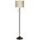 Floral Blue Silhouette Giclee Glow Bronze Club Floor Lamp