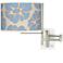 Floral Blue Silhouette Giclee Steel Plug-In Swing Arm Wall Light