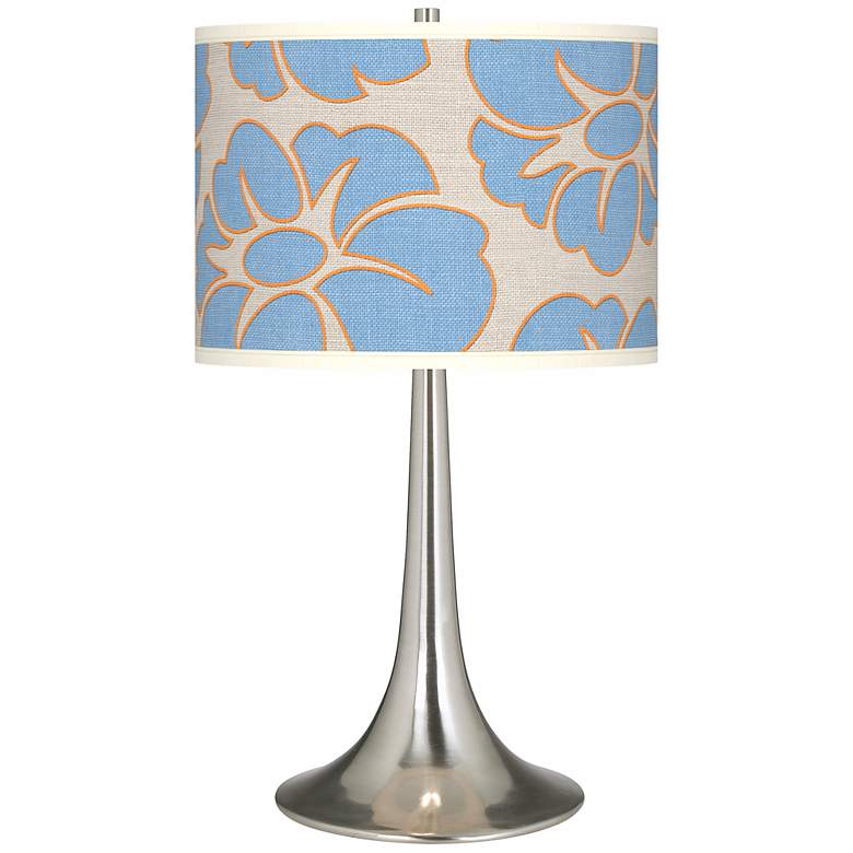 Image 1 Floral Blue Silhouette Giclee Trumpet Table Lamp