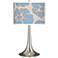 Floral Blue Silhouette Giclee Trumpet Table Lamp