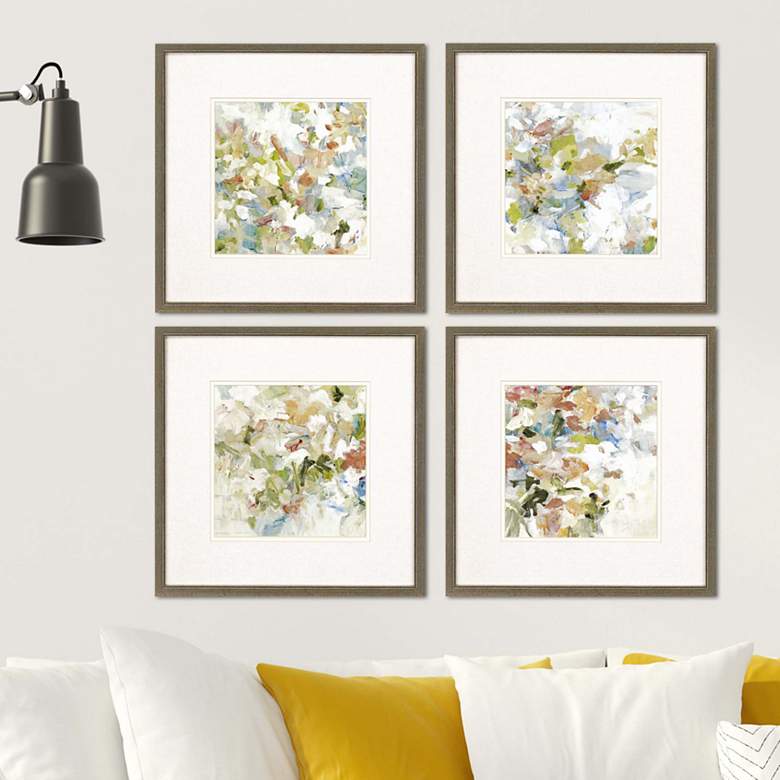 Image 1 Floral Blush 17" Square 4-Piece Framed Giclee Wall Art Set 