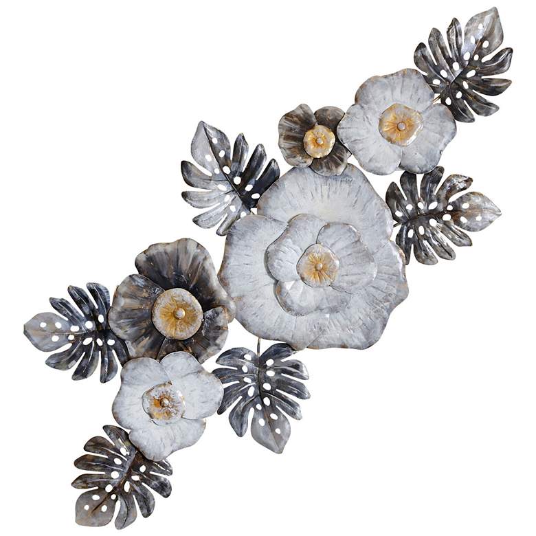Image 1 Floral Brooch 47.2"W x 20.9"H Hand Made Metal Wall Art Sculpture