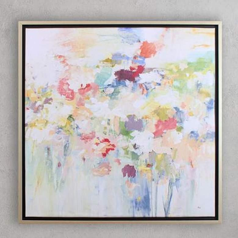 Image 2 Floral Burst Abstract 30" Square Framed Canvas Wall Art