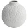Floral Carved 7" High Matte White Porcelain Decorative Vase