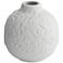 Floral Carved 7" High Matte White Porcelain Decorative Vase