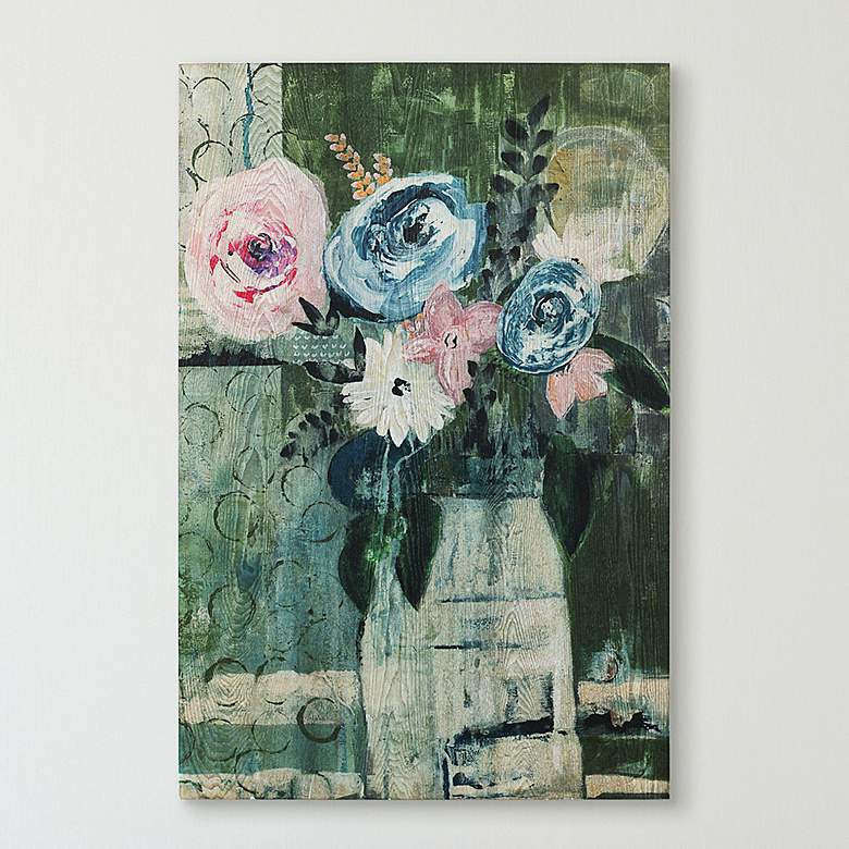 Image 1 Floral Circle 36" High Giclee Printed Wood Wall Art
