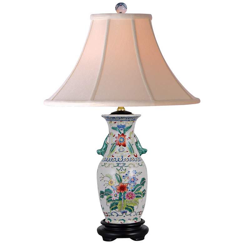 Image 1 Floral Colors 22" High Hand Painted Porcelain Table Lamp