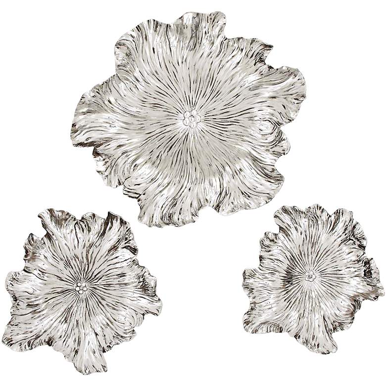 Image 1 Floral Distressed Silver Wall Art Set of 3