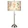 Floral Fancy Giclee Brushed Nickel Table Lamp