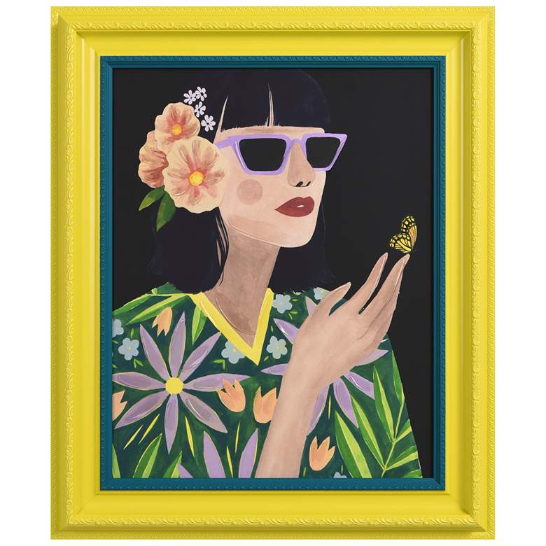 Image 1 Floral Female" Hand Embellished Framed Giclee Printed Canvas Wall Art