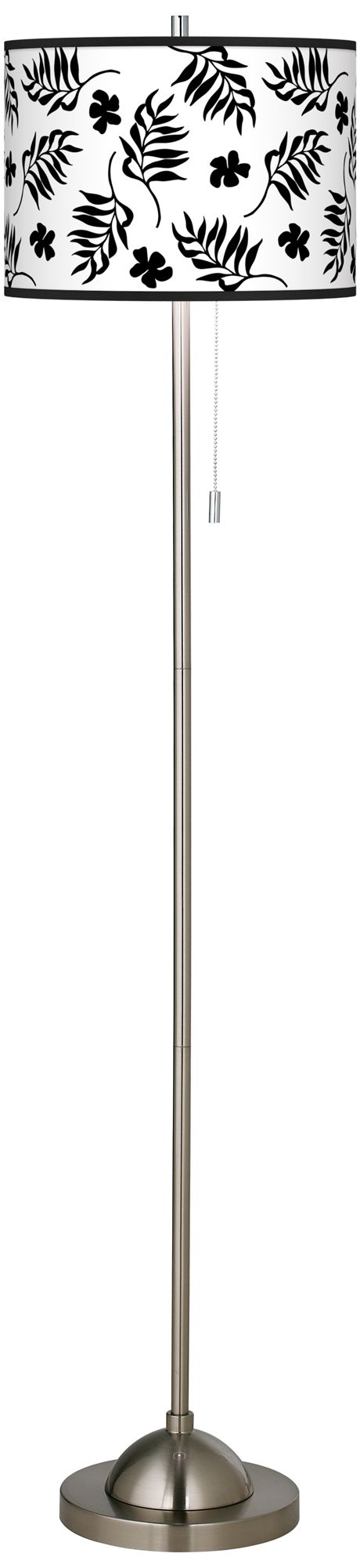 Floral Fern Brushed Nickel Pull Chain Floor Lamp 76V45 Lamps Plus