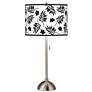 Floral Fern Giclee Brushed Nickel Table Lamp