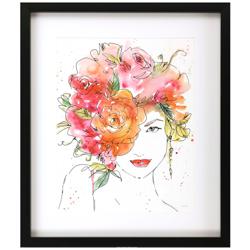 Floral Figure II 39&quot; High Framed Shadow Box Giclee Wall Art