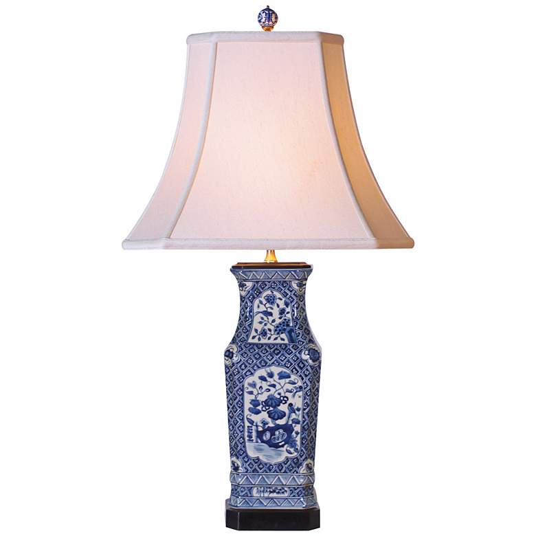 Image 2 Floral Garden 28 inch High Blue and White Porcelain Vase Table Lamp