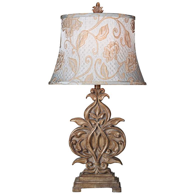 Image 1 Floral Harmony Antique Silver Table Lamp