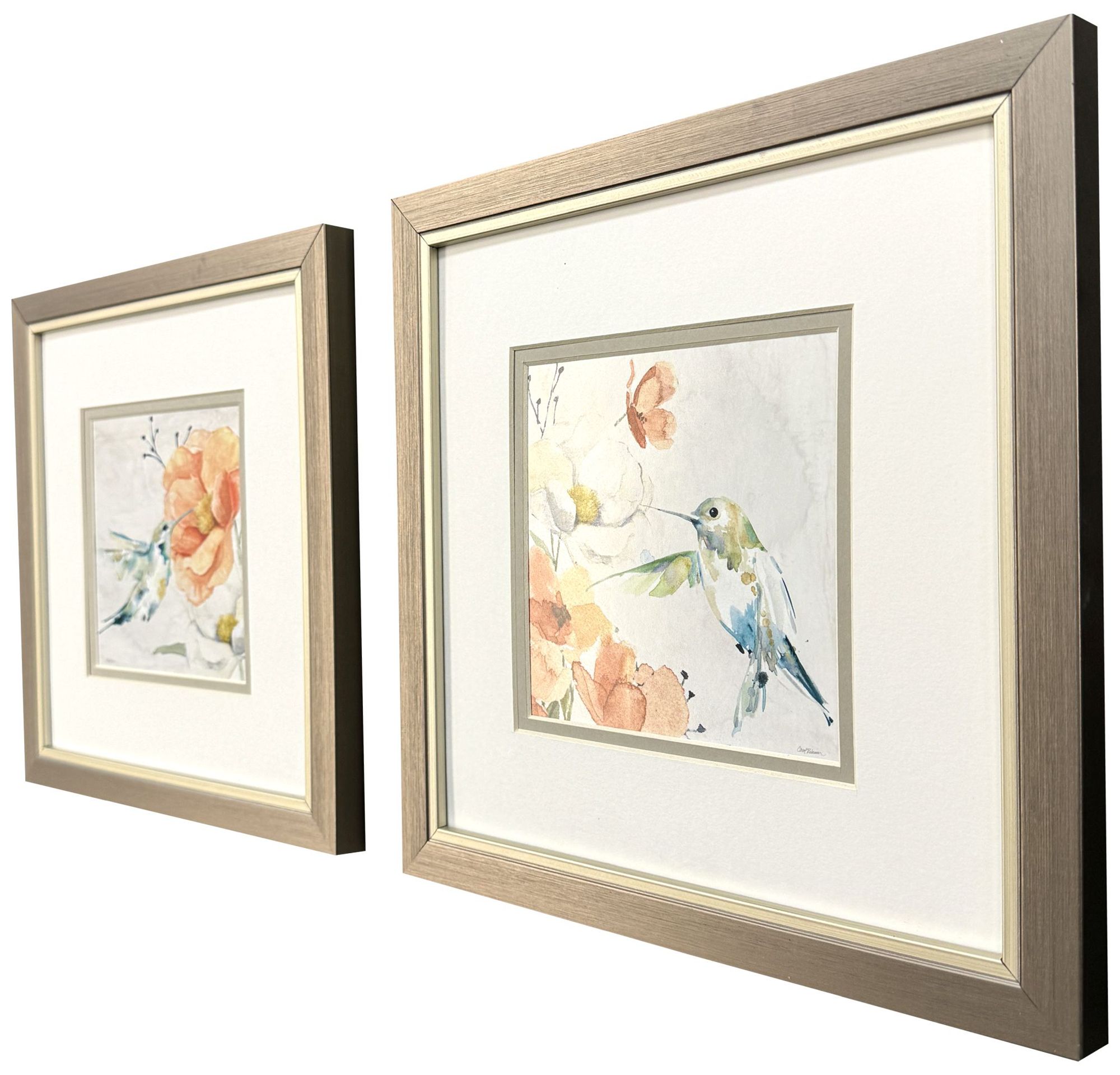 Image 2 Floral Hummingbird 11"W x 11"H Framed Art Set of 2 more views