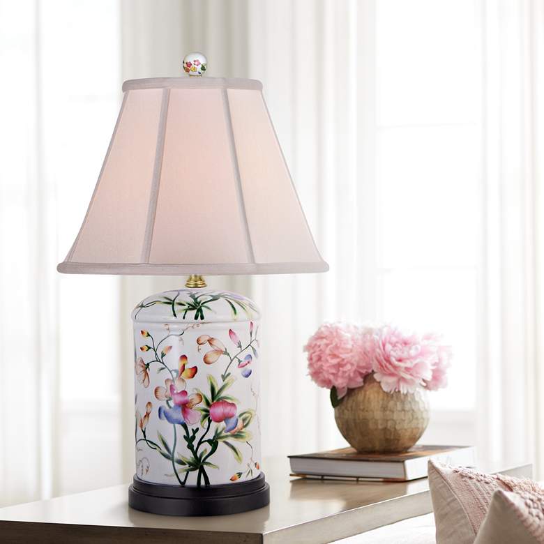 Floral Jar Porcelain Accent Table Lamp
