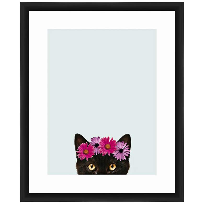 Image 1 Floral Kitty I 22 inch High Framed Giclee Wall Art 