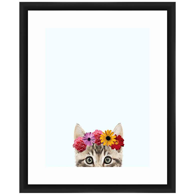 Image 1 Floral Kitty II 22 inch High Framed Giclee Wall Art 